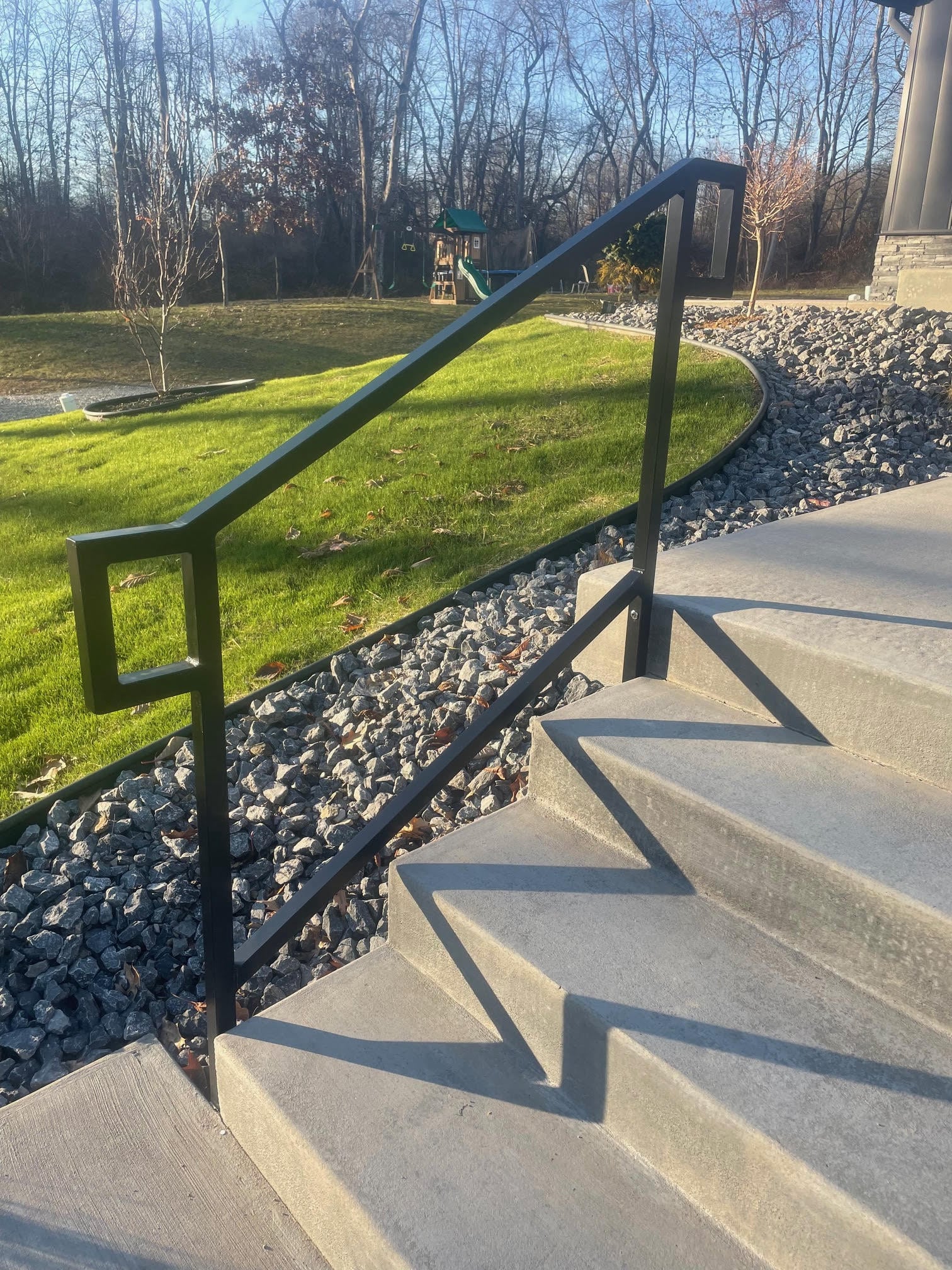 concrete steps and rail