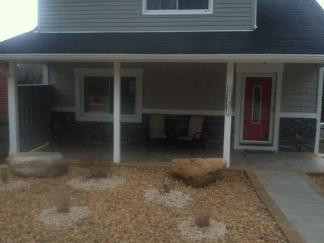 porch remodel, windows, door, concrete, landscape